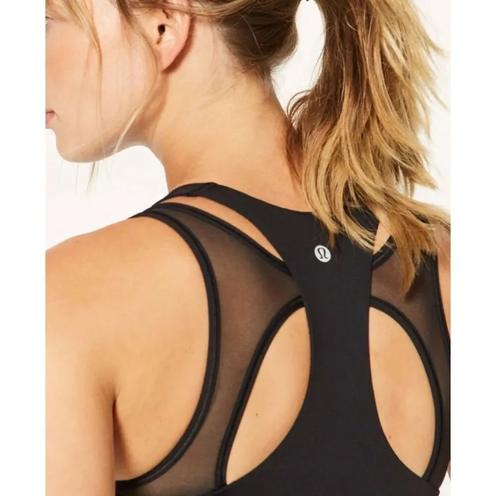 Lululemon Break Free Tank Size 6 Nulux Medium Support Black Activewear